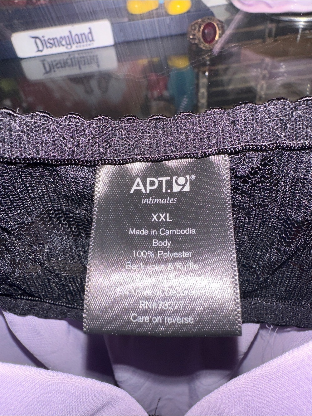 Apt. 9 Lavender Chemise with Black Lace Trim - Picture 3 of 4